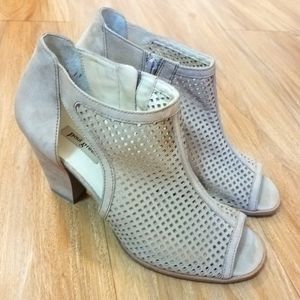 Paul Green Tan Leather Open Toe Booties Sz 8
